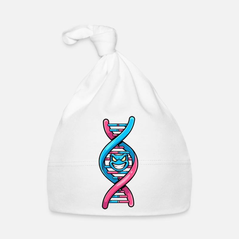 Neon-DNA mit grimmigem Gesicht Baby Bio-Mütze