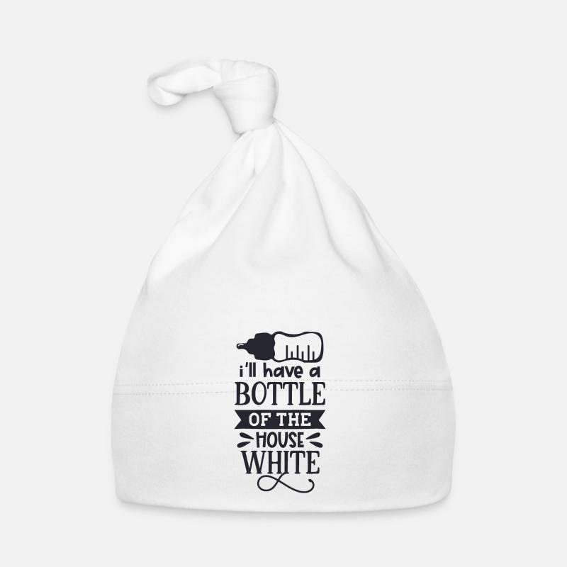 J’aurai une bouteille de la Maison Blanche - Bonnet bio Bébé - blanc