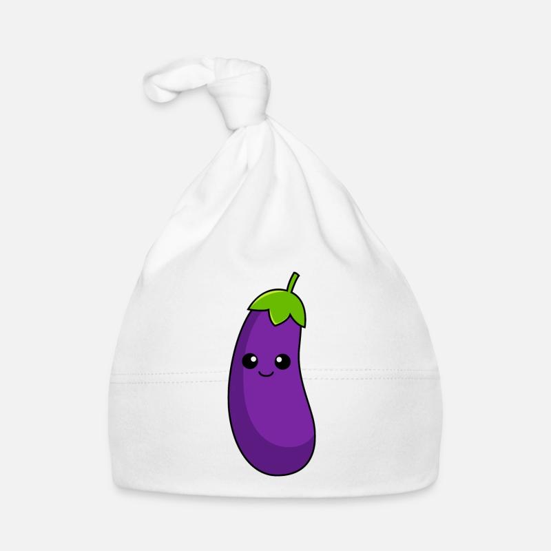 Aubergine Comic - Baby Bio-Mütze - Weiß