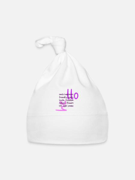 "He llo" Hello Shirts & Accessiores | Colorful/Pink - Organic Baby Cap - white - Front