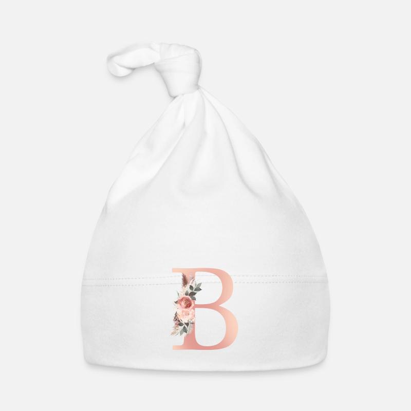 Monogramme personnalisable B Fleurs Boho Bonnet bio Bébé