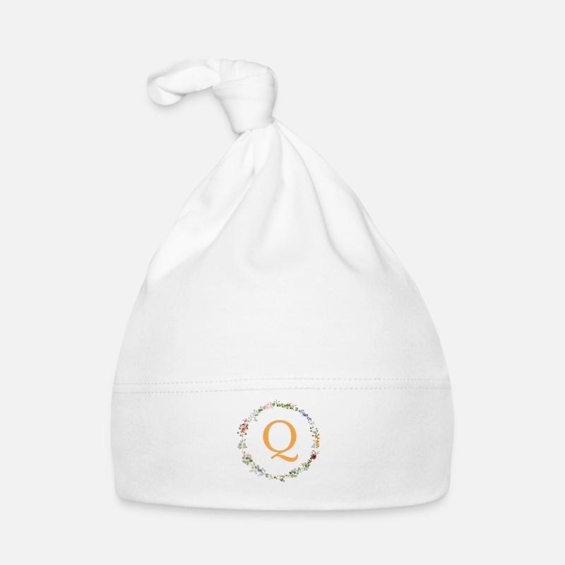 Q monogramme, Couronne de fleurs sauvages Bonnet bio Bébé