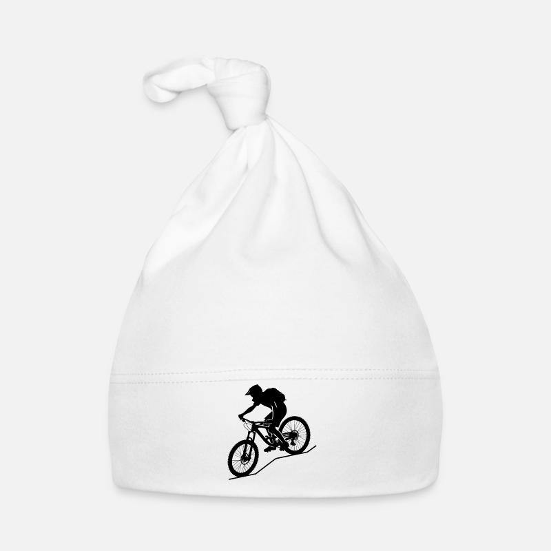 Dynamic mountain biker silhouette - Organic Baby Cap - white