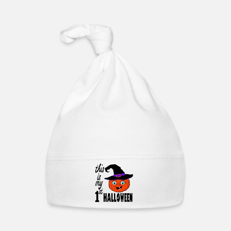 baby's first Halloween pumpkin Organic Baby Cap