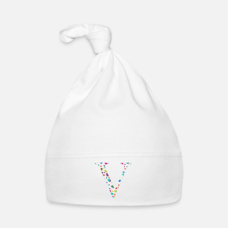 Personalisierbar Monogramm V Herzmuster Baby Bio-Mütze