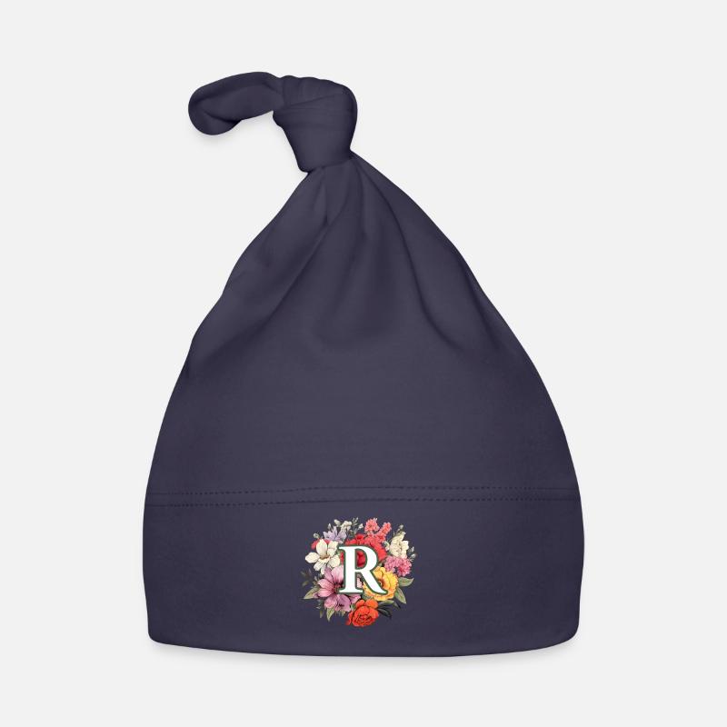 R Monogram Bouquet Organic Baby Cap