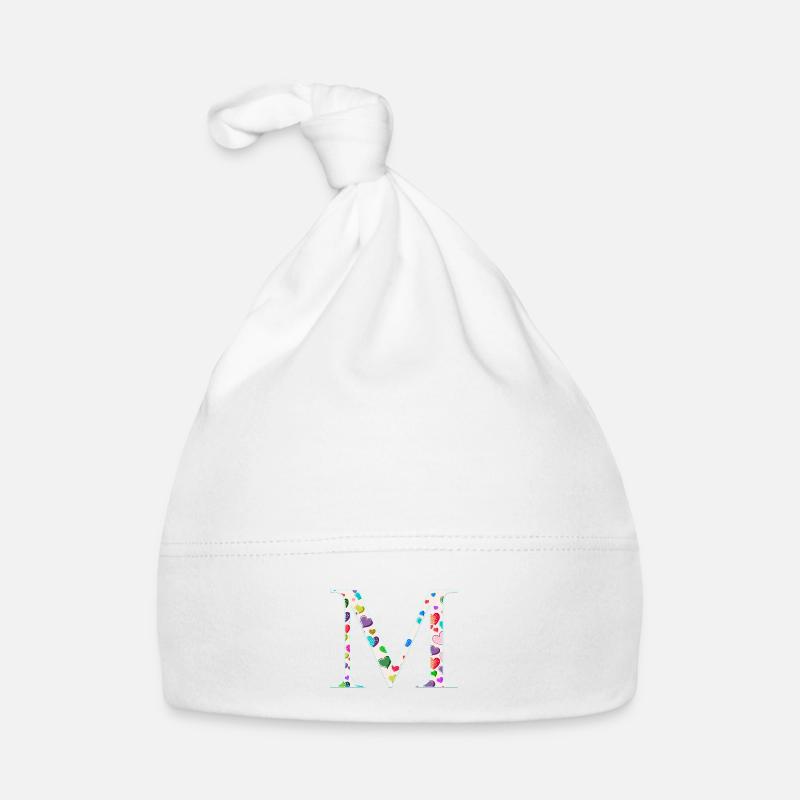 Personalisierbar Monogramm M Herzmuster Baby Bio-Mütze