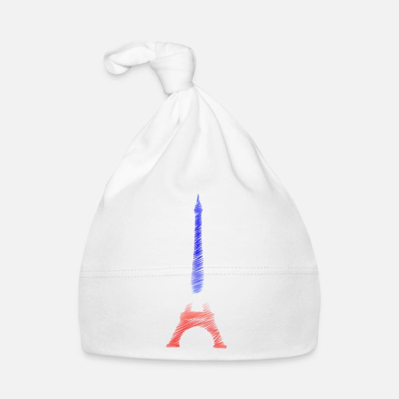 Tour Eiffel Bleu Blanc Rouge Tricolore Paris - Bonnet bio Bébé - blanc