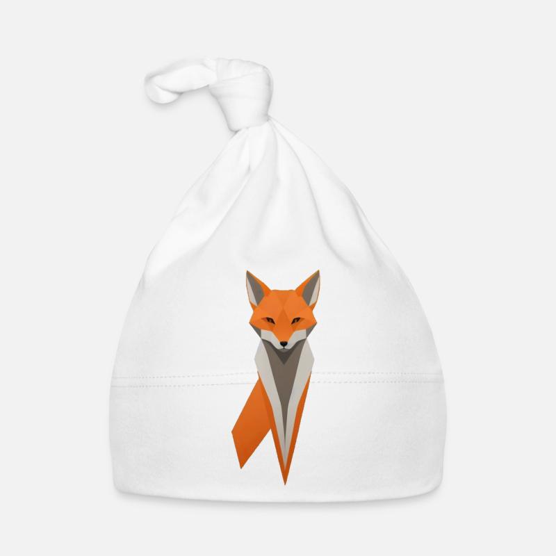 Conception géométrique du renard - Bonnet bio Bébé - blanc