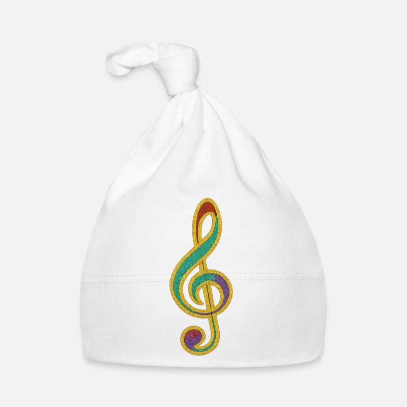 Conception de clé de sol scintillante colorée - Bonnet bio Bébé - blanc