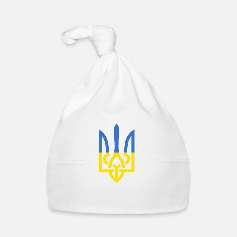 UKRAINE TRIDENT Drapeau Ukrainien Soutien Soutenir - Bonnet bio Bébé - blanc