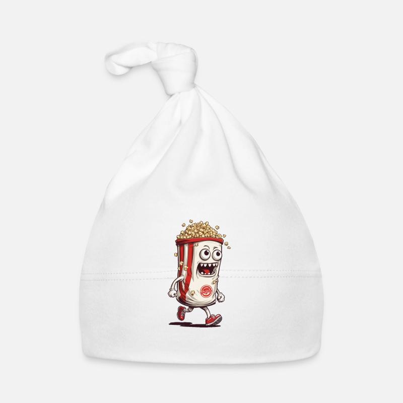 Drôle Popcorn Monster Halloween Design - Bonnet bio Bébé - blanc