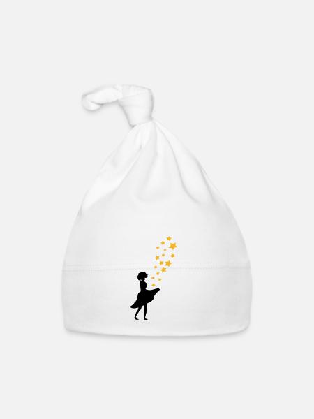 étoiles girly magie - Bonnet bio Bébé - blanc - Devant