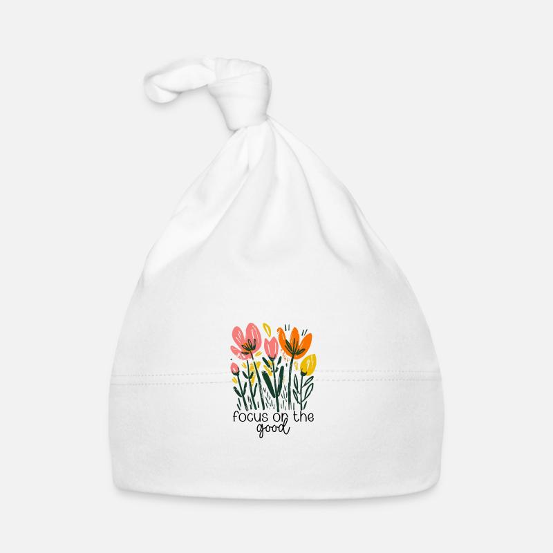 Focus on the Good – Floral Positivity Design Organic Baby Cap