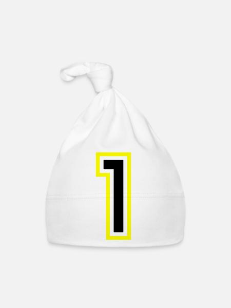 1 Number College - Organic Baby Cap - white - Front