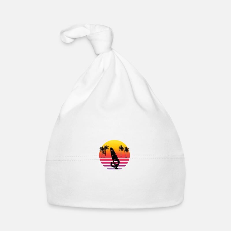 Surfer sunset palm tree gift idea Organic Baby Cap