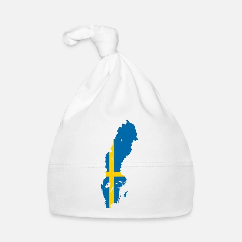 Suède Outline Map Drapeau Scandinavie Drapeau Bonnet bio Bébé
