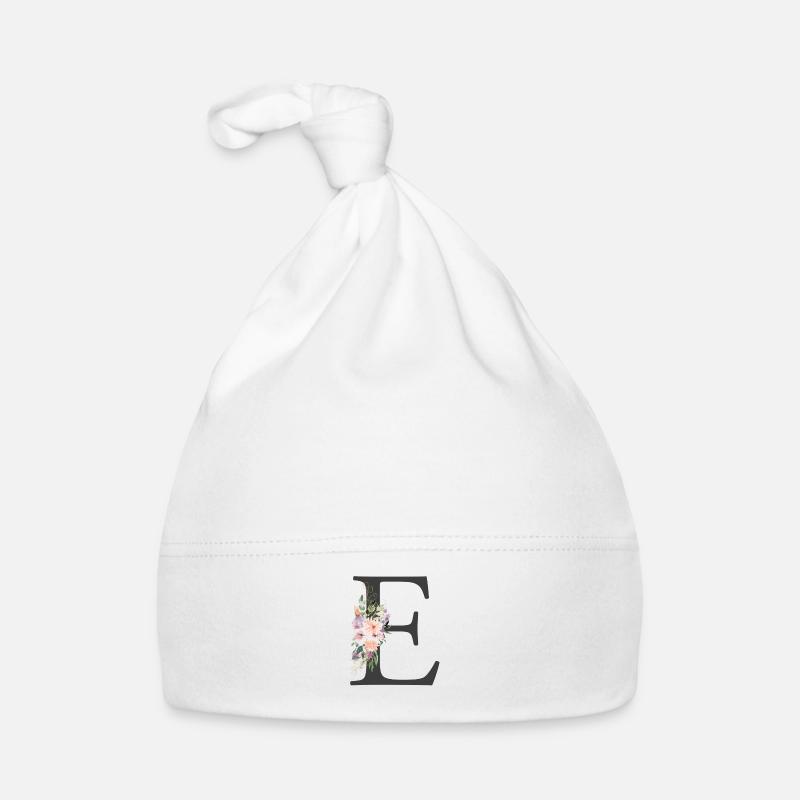 Letter E, Monogram, Flowers Organic Baby Cap