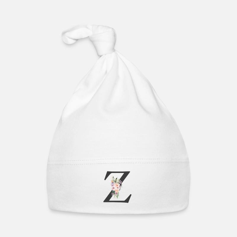 Letter Z, Monogram, Flowers Organic Baby Cap