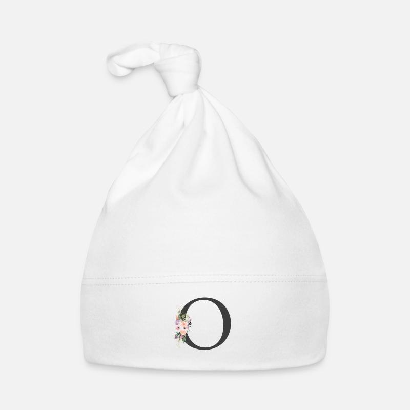 Letter O, Monogram, Flowers Organic Baby Cap