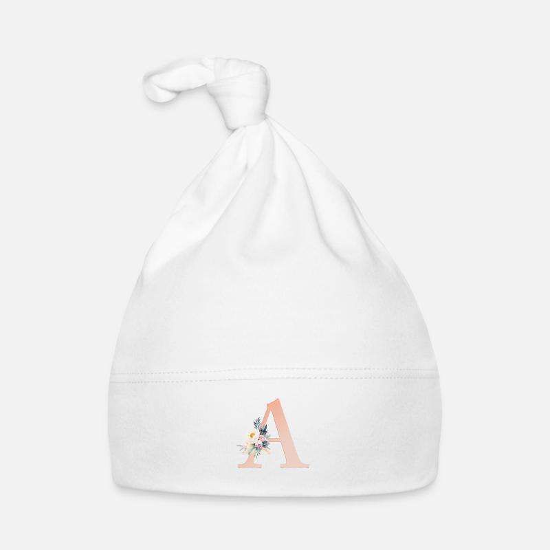 A Monogram, Floral, Boho Organic Baby Cap
