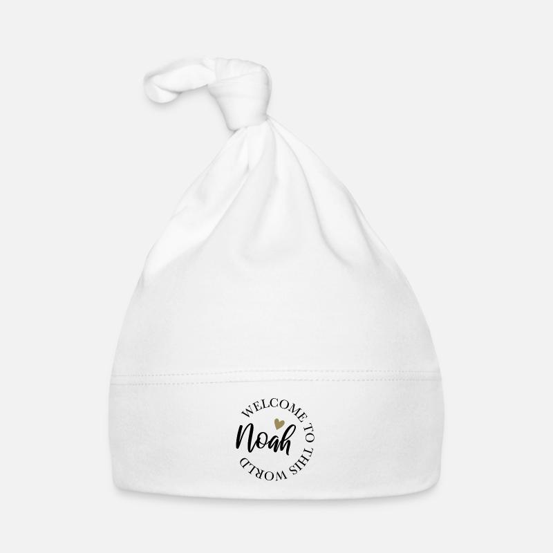 Welcome to this world Noah - Organic Baby Cap - white