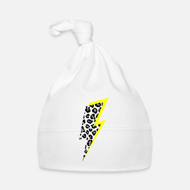 Motif léopard éclair avec ombre jaune fluo Bonnet bio Bébé