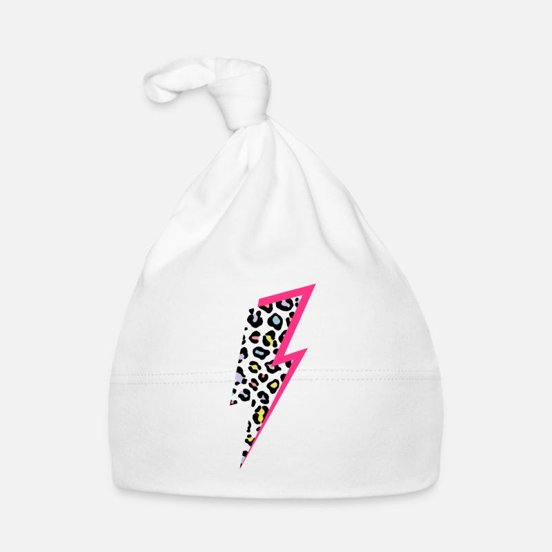 Motif léopard éclair Couleurs pastel avec rose fluo Bonnet bio Bébé
