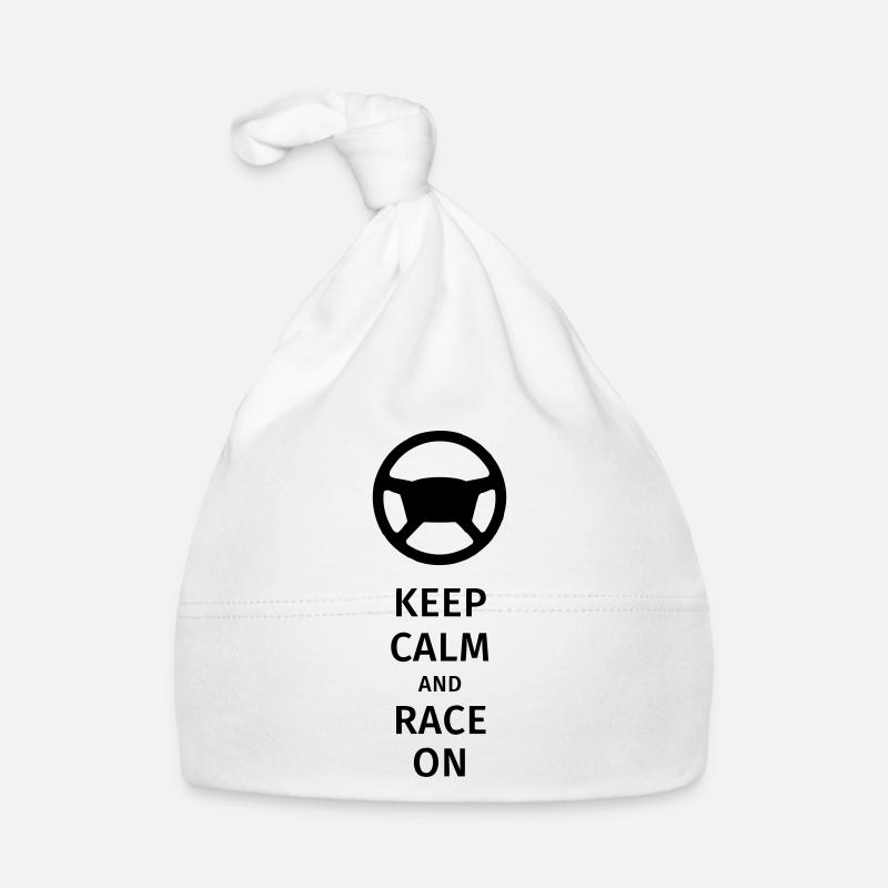 keep calm and race on Organic Baby Cap