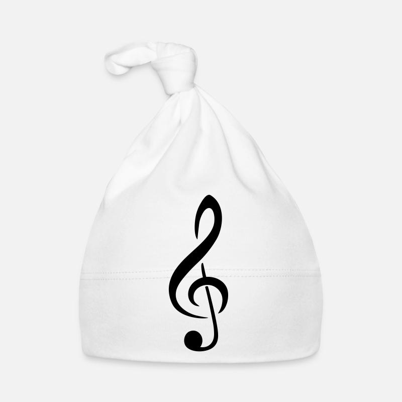 clef de sol partition musique classique - Bonnet bio Bébé - blanc