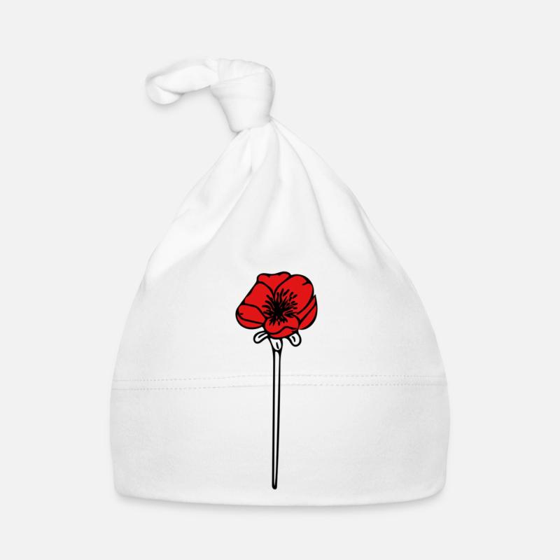 Coquelicot - Bonnet bio Bébé - blanc