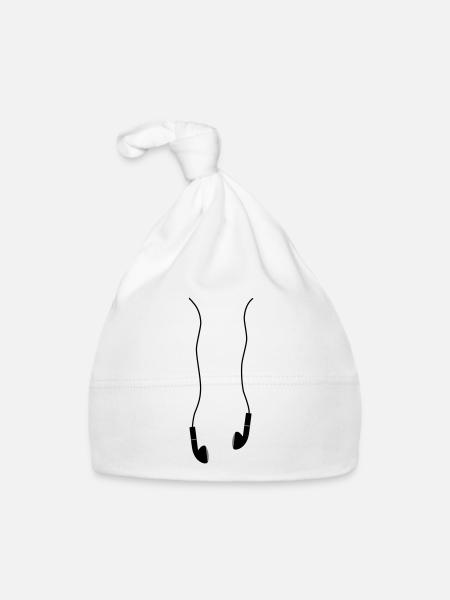 earphones - Organic Baby Cap - white - Front