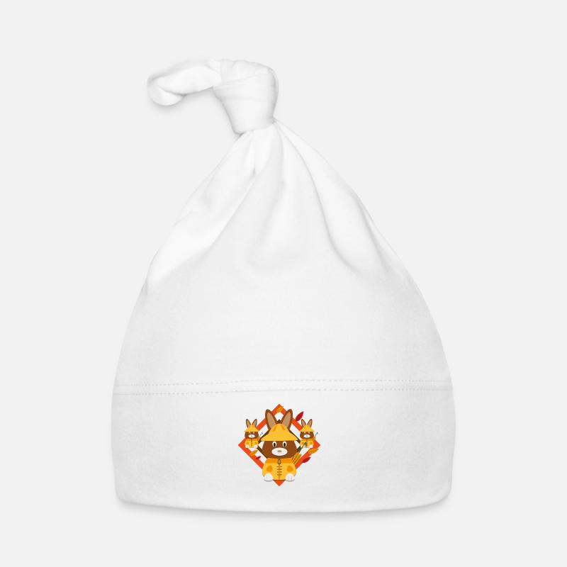 Hasen im Herbstlaub. Baby Bio-Mütze