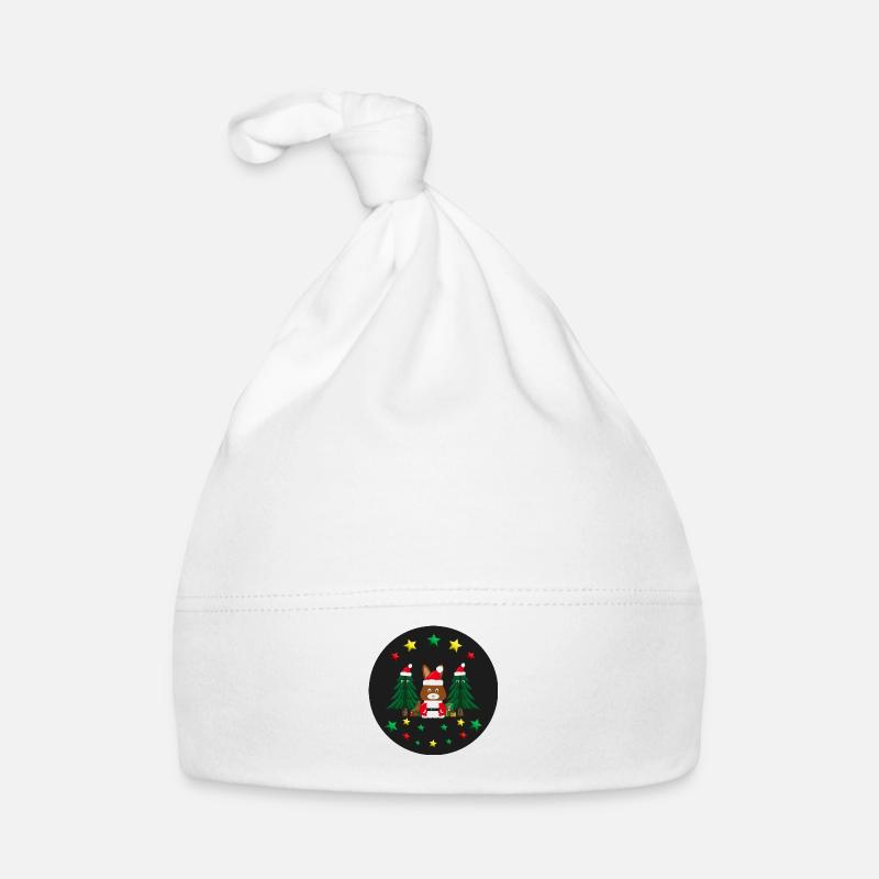Nikolaus mit Weihnachtsbäumen und Sternen. Baby Bio-Mütze