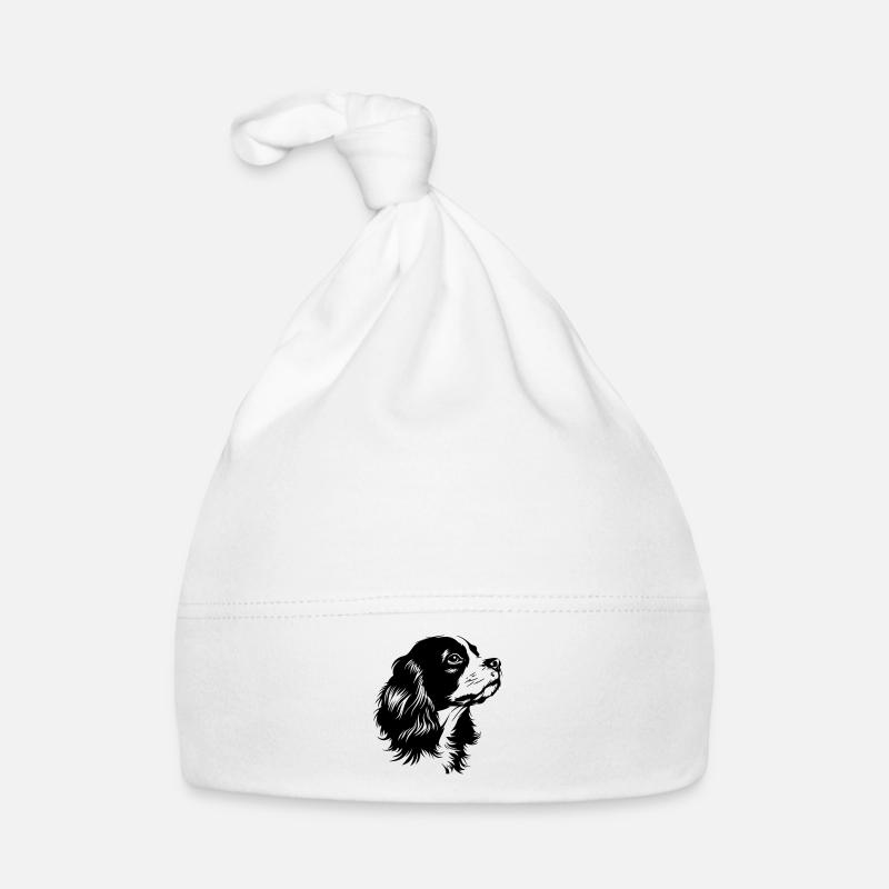 Épagneul Cavalier King Charles - Bonnet bio Bébé - blanc
