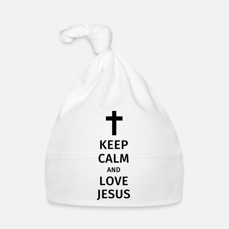 keep calm and love jesus - Bonnet bio Bébé - blanc