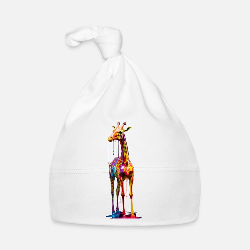 Rainbow Colored Giraffe Organic Baby Cap