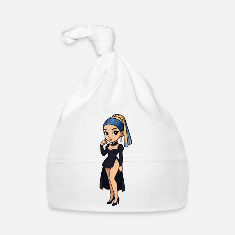 Mädchen mit Perlenohrring Chibi Super Deformed Baby Bio-Mütze
