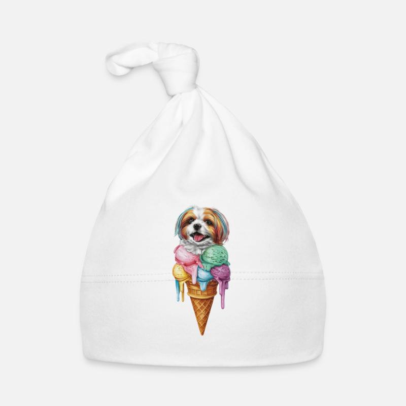 Shih Tzu as Waffle Cream Organic Baby Cap