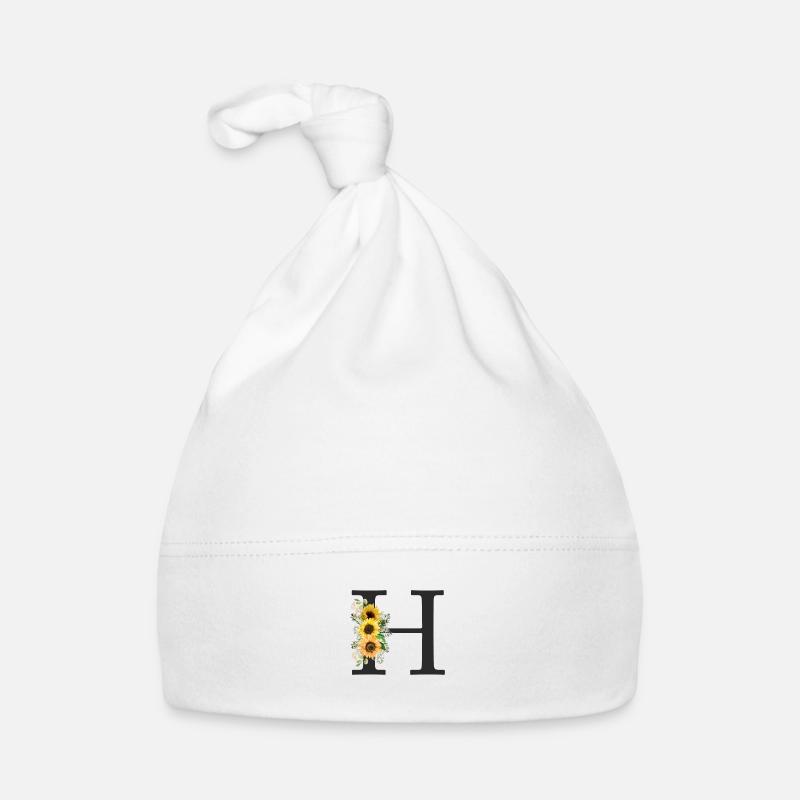 H Monogram Sunflowers Organic Baby Cap