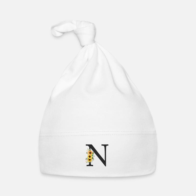 N Monogramm Sonnenblumen Baby Bio-Mütze