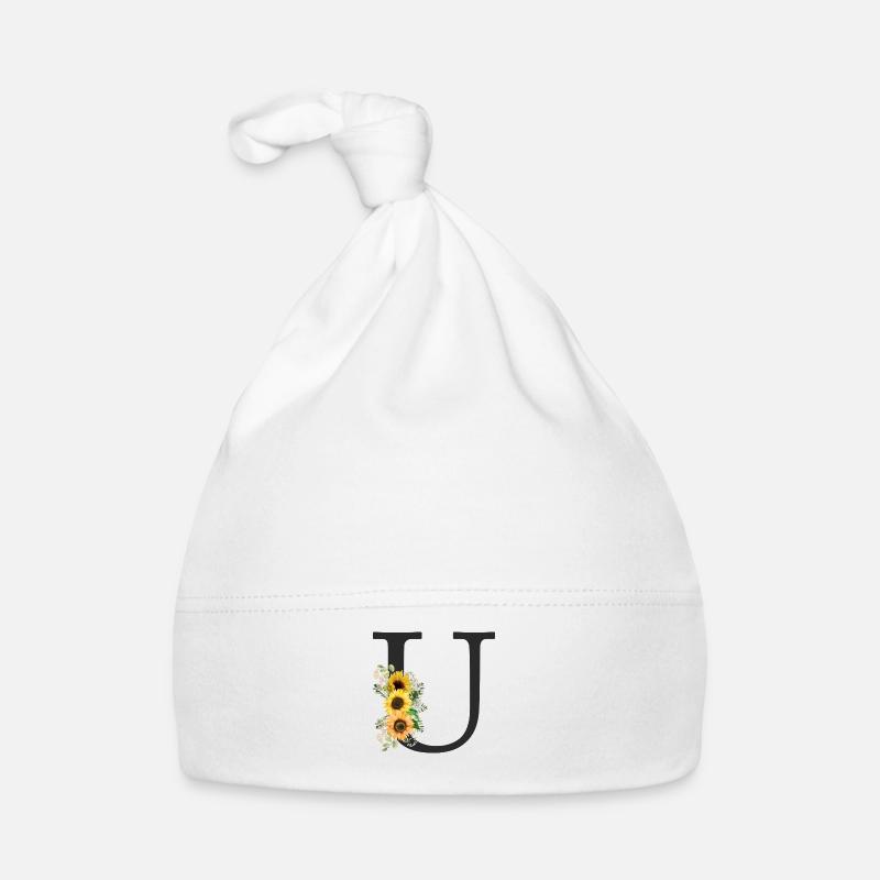 U Monogram Sunflowers Organic Baby Cap
