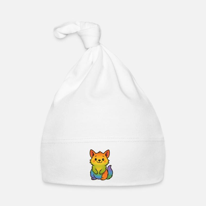 Bunter Regenbogen Fuchs Baby Bio-Mütze