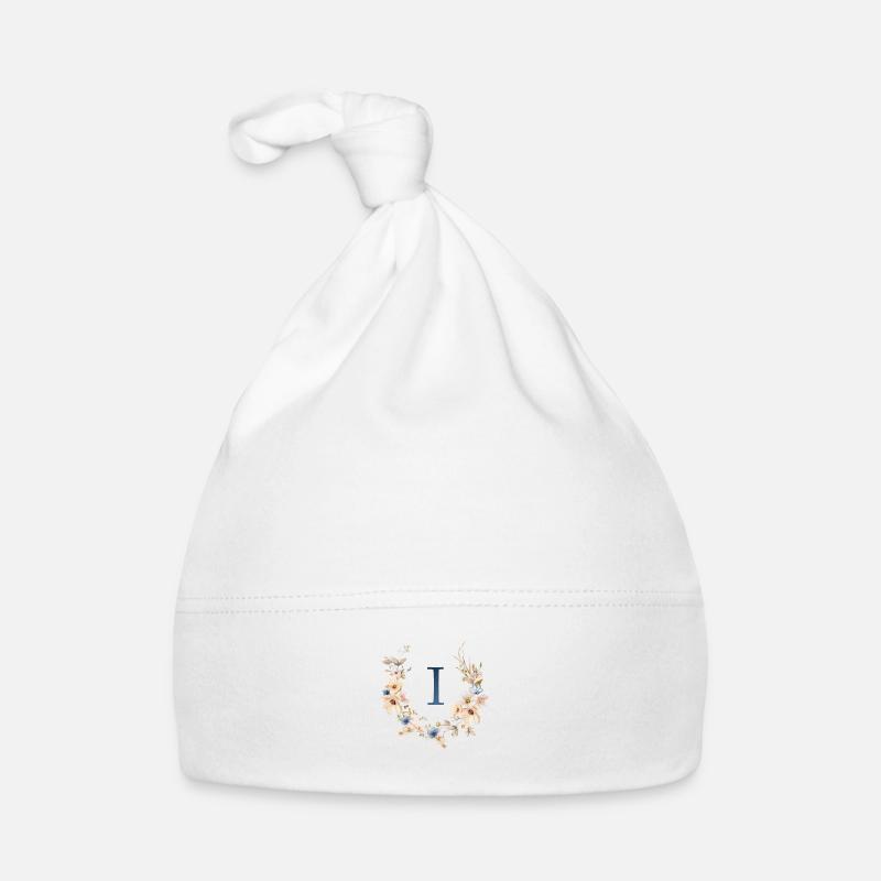 J Monogram, Floral, Boho Organic Baby Cap