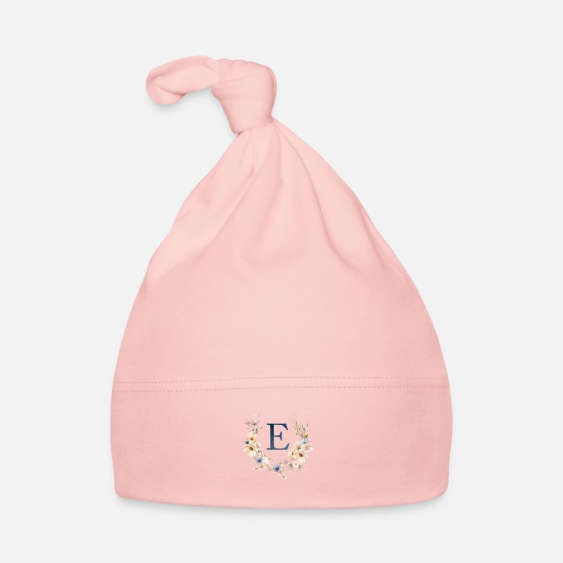 E Monogram, Floral, Boho Organic Baby Cap