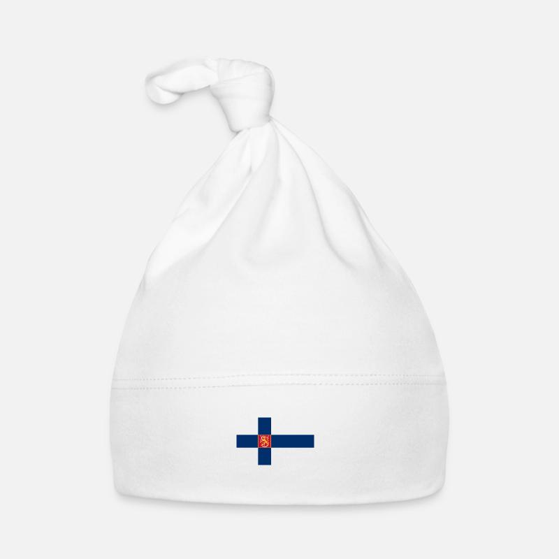 Drapeau de l'État de Finlande (petit) - Bonnet bio Bébé - blanc