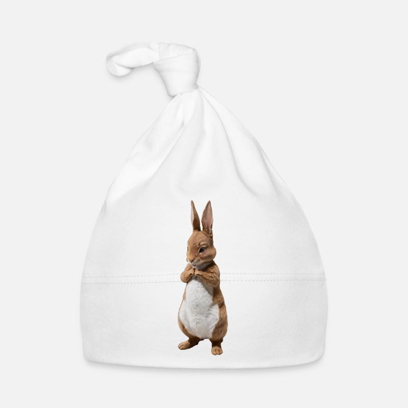 Mignon Lapin Marron 21 - Bonnet bio Bébé - blanc