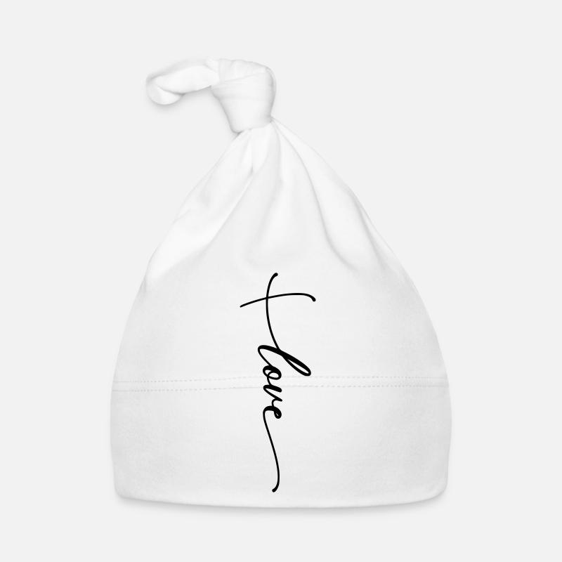 Police Cursive Croix d’Amour Bonnet bio Bébé