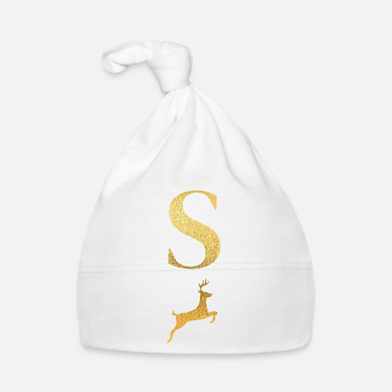 Letter s golden deer - gift idea Organic Baby Cap