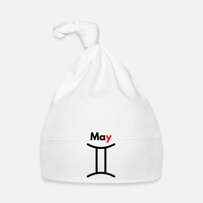 Mois avec son signe Astrologique Gémeaux/Mai - Bonnet bio Bébé - blanc